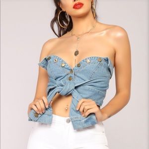 Cute blue jean crop top